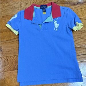 Polo by Ralph Lauren Kids Blue Polo with Red Collar